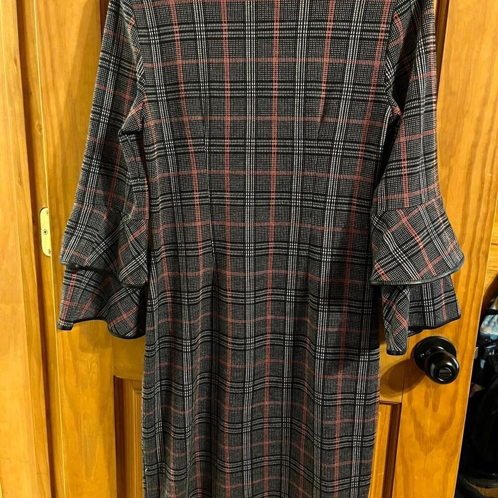Tacera Women's Plaid Dress with Bell Sleeves Size S
